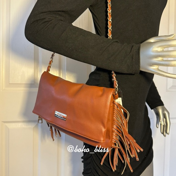 BCBG | Brown Fringe Deep Pocket Shoulder Bag NWT - Picture 7 of 7